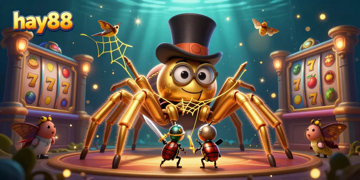 Engage with hay88's thrilling slots adventure featuring a golden tarantula and beetle knight.
