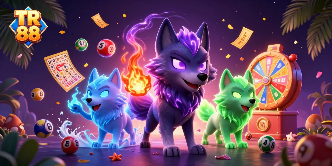 Join the excitement at TR 88 with dynamic lottery game elements amidst vibrant characters.