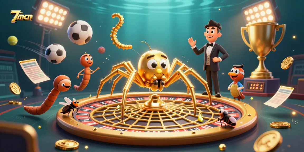 Experience the excitement of gambling at 7mcn with vibrant casino elements and a dynamic scene featuring unique characters.