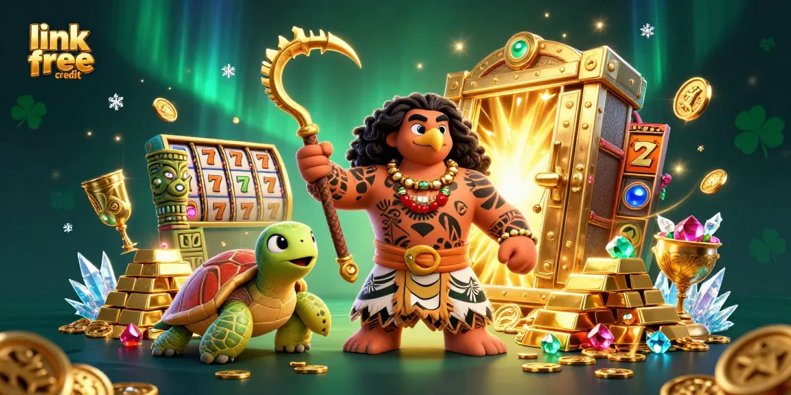Engage with exciting link free credit offers in this vibrant casino-themed illustration.