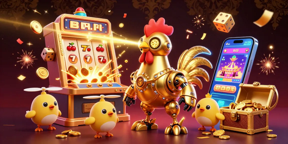 Engage with nk88's stunning online casino atmosphere, featuring vibrant slot machines and playful characters.