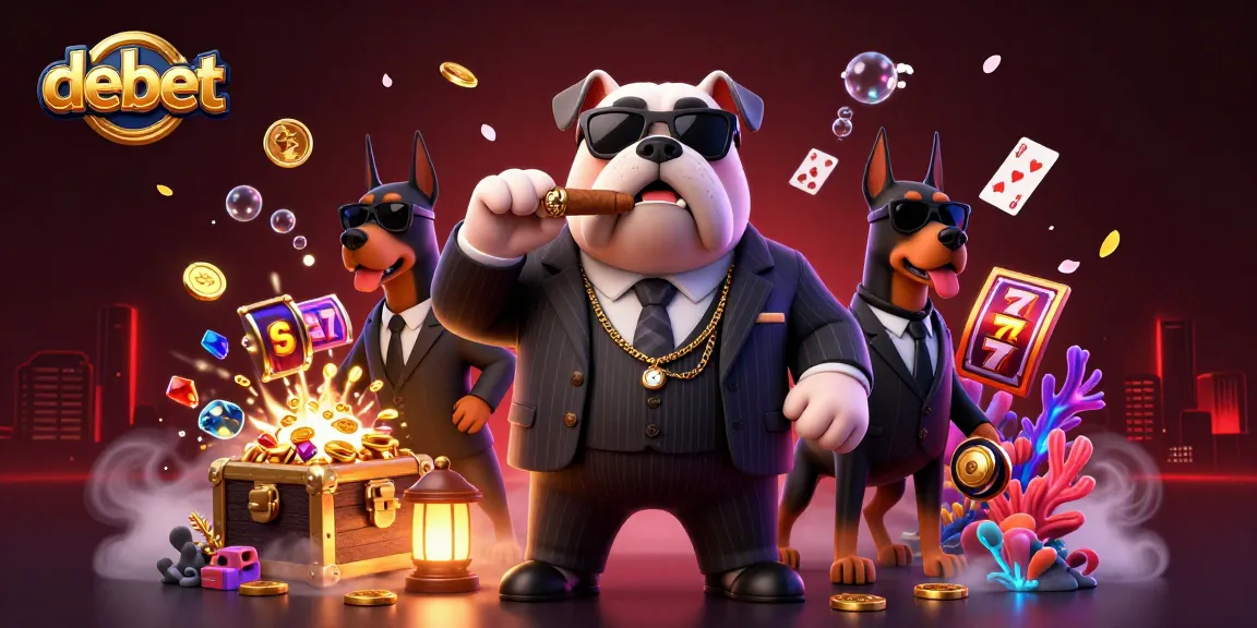 Join the debet action with a mafia boss bulldog and Doberman bodyguards in a vibrant casino scene.