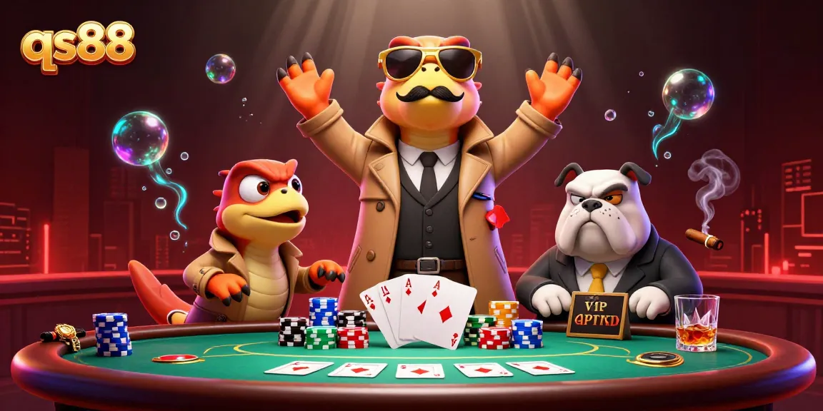 Experience thrilling gaming at qs88 with humorous raptors in a trench coat at a VIP casino.