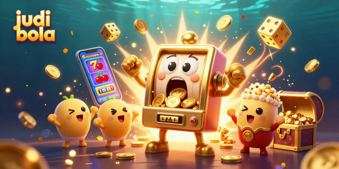 Menyaksikan judi bola dengan mesin slot emas yang berujung pada jackpot dan koin berhamburan.