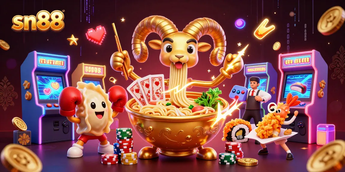 sn88 showcases a vibrant casino scene with cartoon characters and gaming elements alive in action.