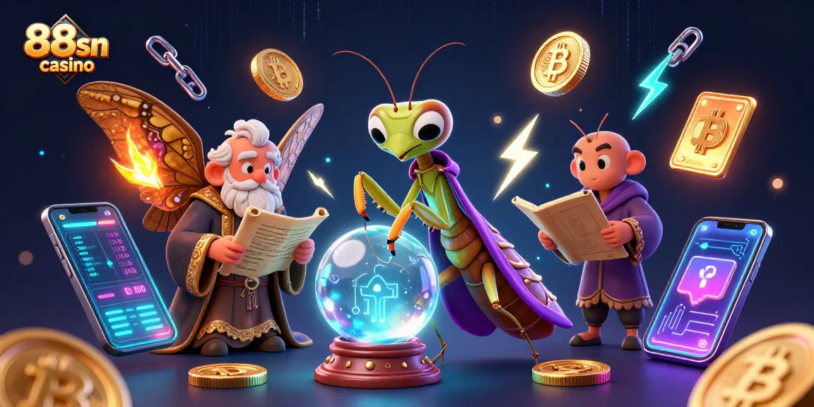 Experience the excitement at 88sn casino with a vibrant illustration of charming characters and crypto elements.