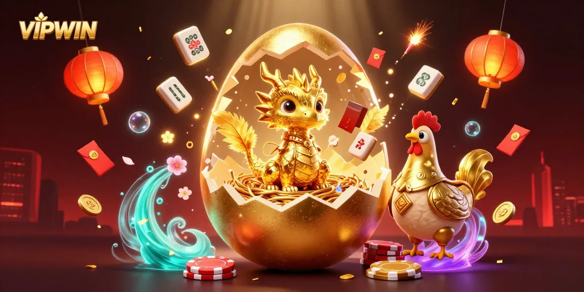 Experience VIPWIN with a golden dragon and poker chips in this captivating casino scene.