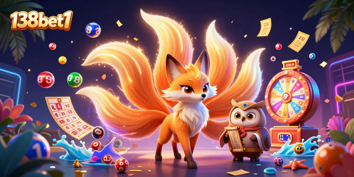 Experience winning moments at 138bet1 with colorful lottery balls and a vibrant casino scene.