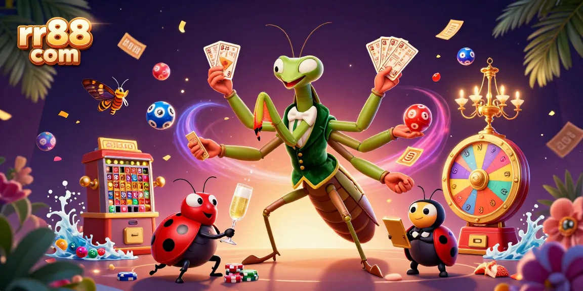 Experience thrilling gaming action at rr88 com with vibrant characters, lottery elements, and dynamic gameplay.