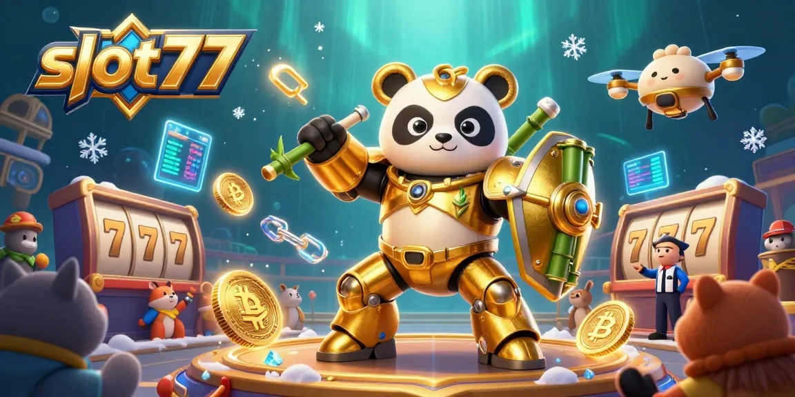 Experience thrilling entertainment with slot77's vibrant 3D gaming illustration featuring unique characters and elements.