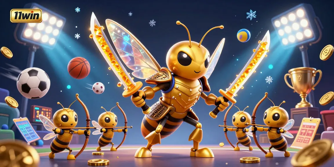 Experience the thrill of 11WIN with an ultra-detailed 3D illustration showcasing sports elements and vibrant casino action.