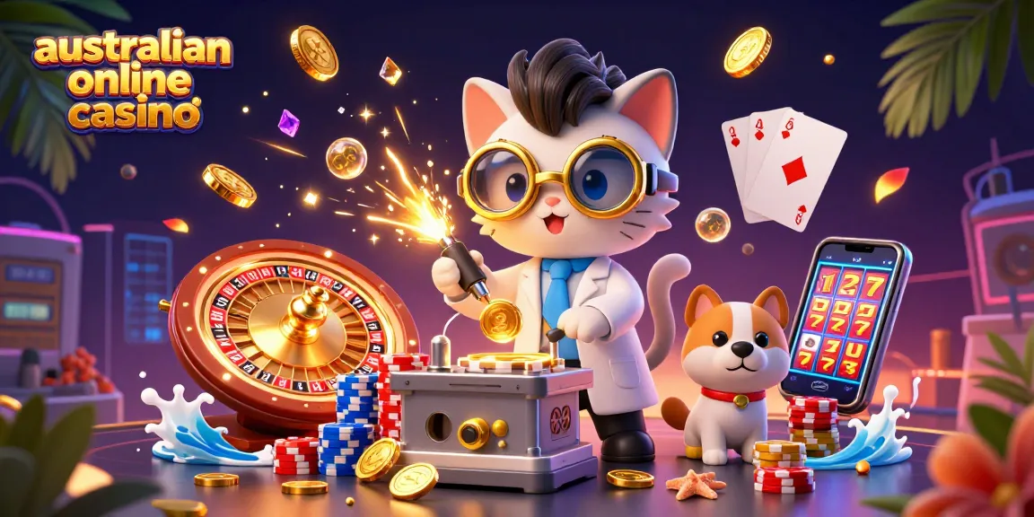Engage in the excitement of australian online casino with vibrant characters and gaming elements.