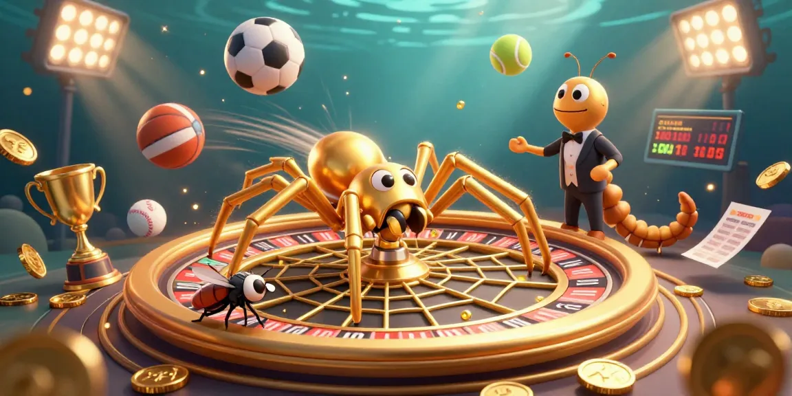 Experience thrilling bets at okvipro with a vibrant 3D spider roulette scene and dynamic sports elements.