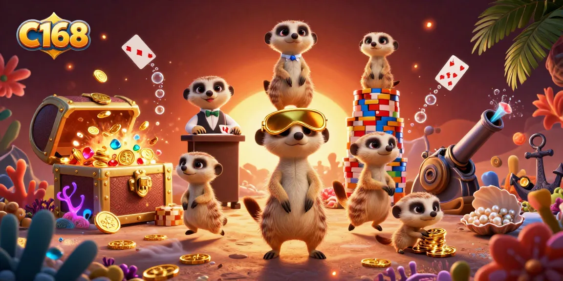 C168 meerkats delight players by managing an exciting casino scene with lively card games and treasure.