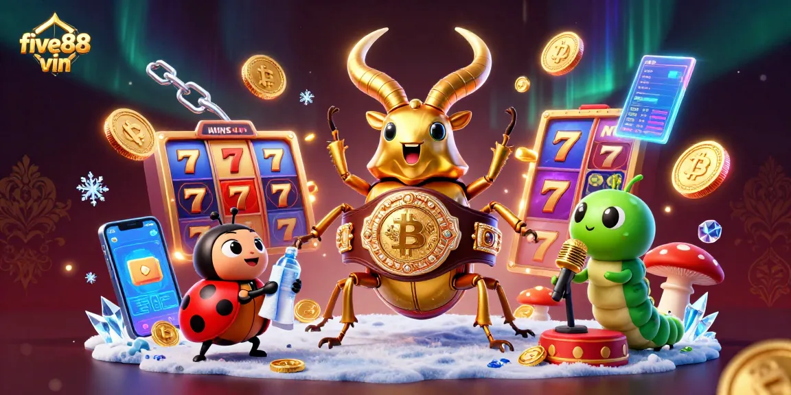 Engage in thrilling bets with five88 vin at a vibrant casino scene featuring colorful slot reels.