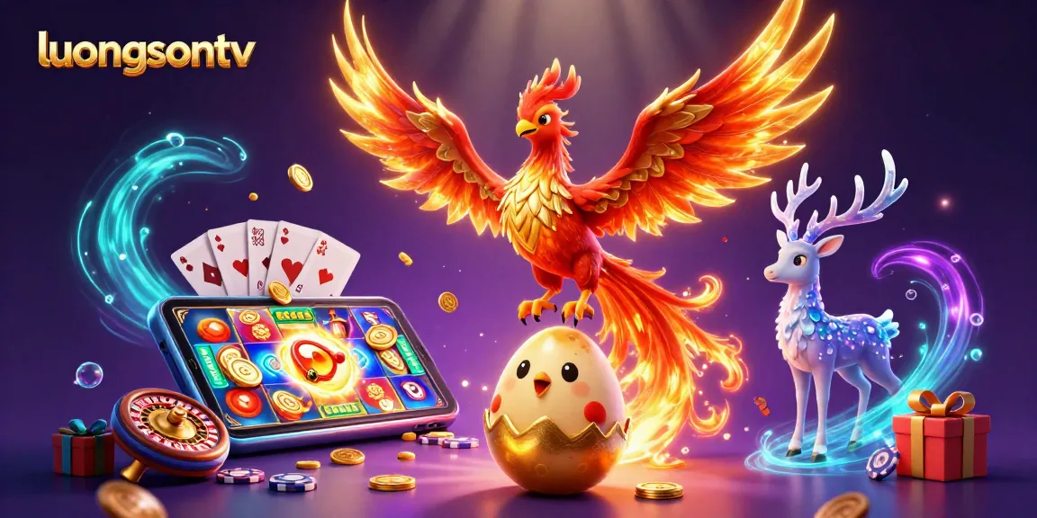 Experience top-notch gambling moments with luongsontv's vibrant slot game illustration featuring dynamic characters and actions.