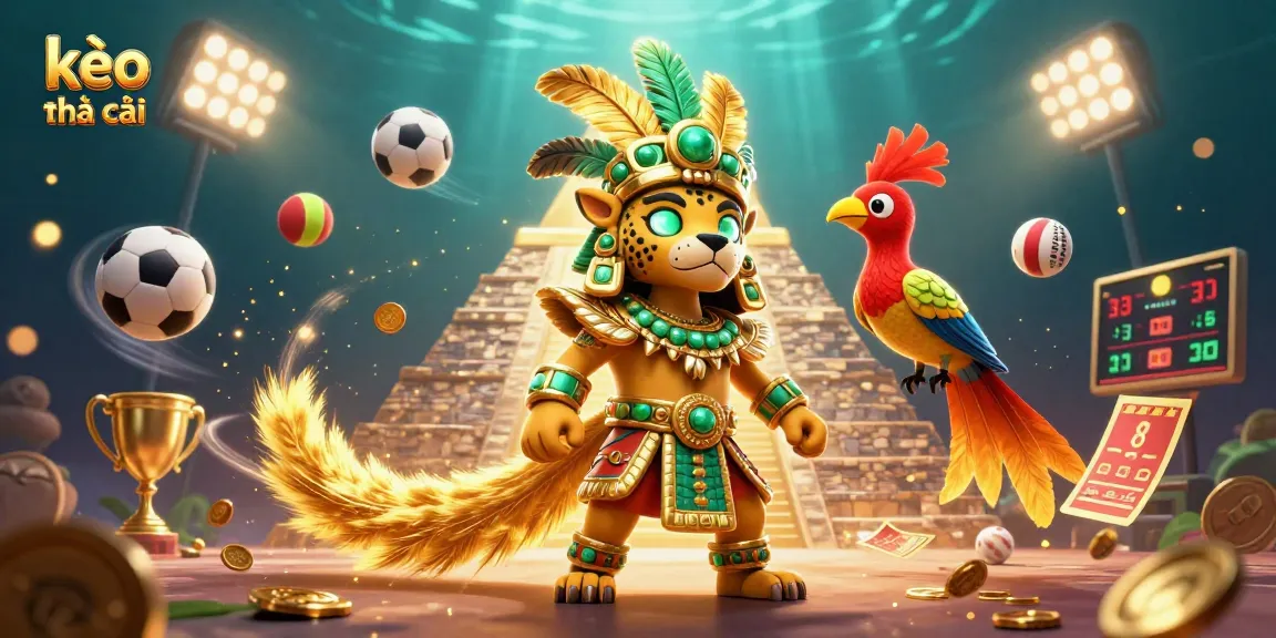 Place bets with kèo nhà cái in a vibrant, energetic 3D sports betting scene