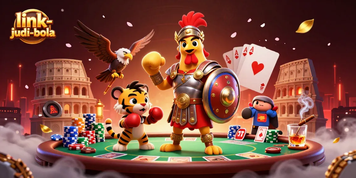 Join the action with link-judi-bola's vibrant 3D gambling scene, featuring dynamic characters and intense gameplay elements.