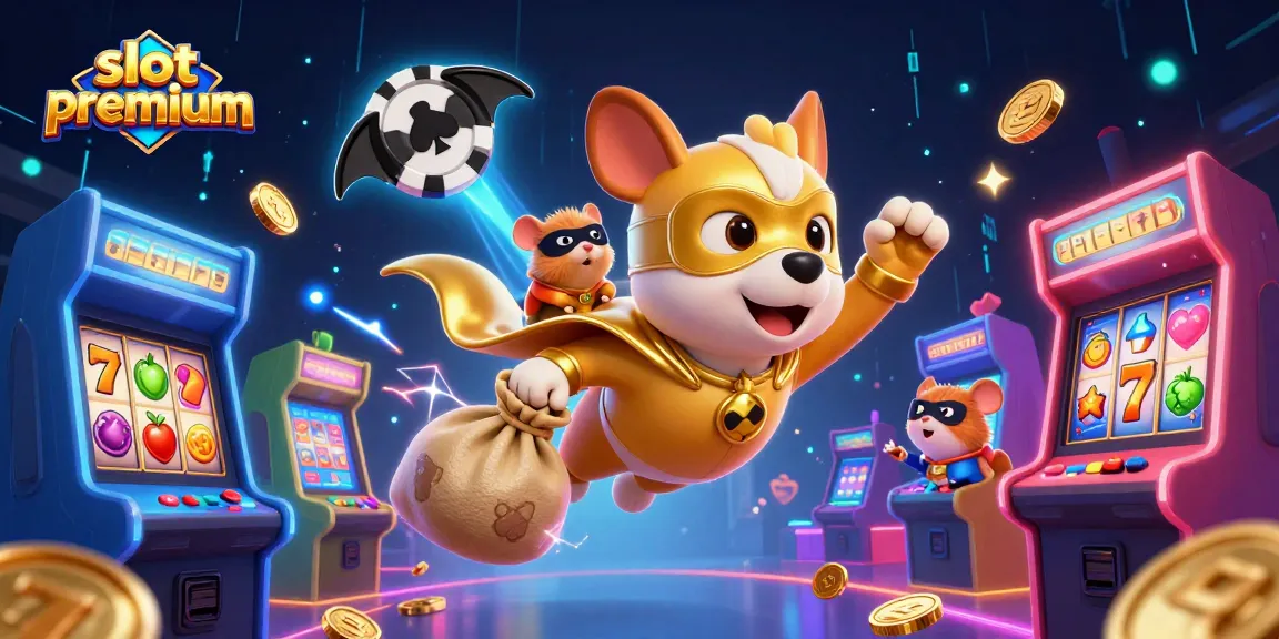 Engage in thrilling fun with slot premium gameplay featuring a superhero dog and colorful game elements.