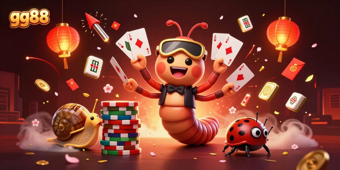 Experience excitement at gg88 with a vibrant 3D casino scene featuring animated characters and lively game elements.
