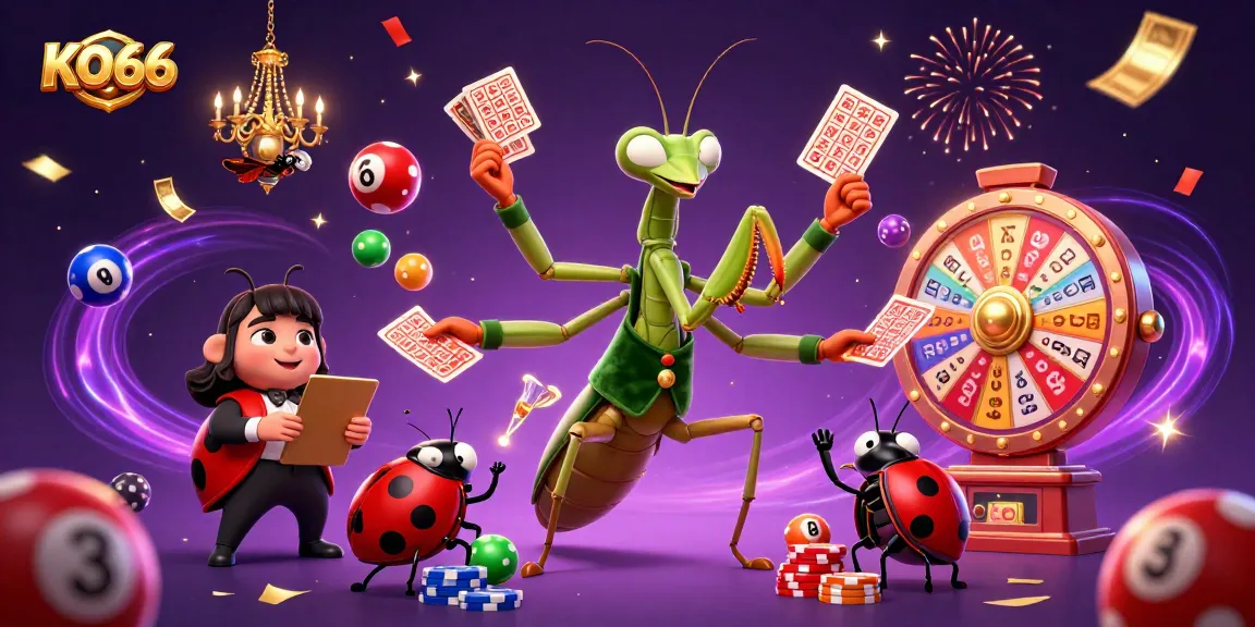 Engage with KO66's vibrant 3D casino scene featuring lively characters and dynamic gambling elements.