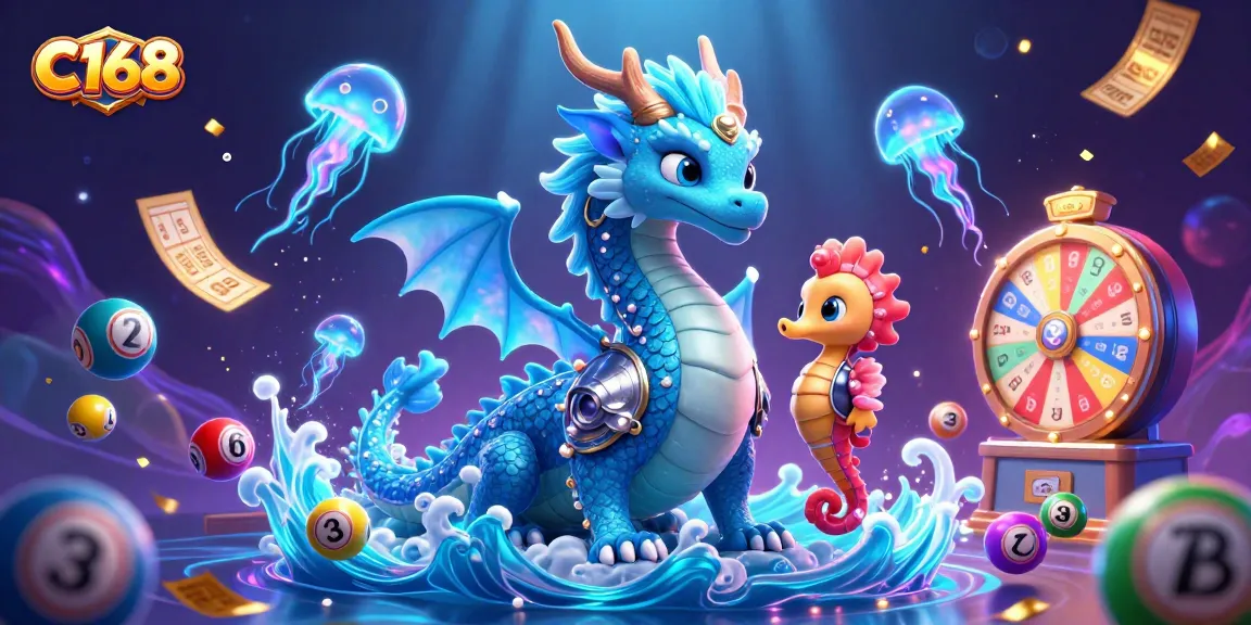 Experience the magic of C168 with immersive casino themes featuring an azure water dragon, seahorse knight, and vibrant game elements.